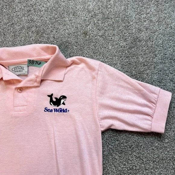 Vintage SeaWorld Polo Shirt Youth Large Orca Whale Crystal Springs USA‎ 90s - Picture 3 of 11